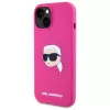 Karl Lagerfeld KLHMP15SSKHPPLF iPhone 15 6,1 pulgadas Fucsia Funda rígida silicona con print cabeza Karl y MagSafe