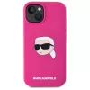 Karl Lagerfeld KLHMP15SSKHPPLF iPhone 15 6,1 pulgadas Fucsia Funda rígida silicona con print cabeza Karl y MagSafe