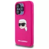 Karl Lagerfeld iPhone 15 Pro 6,1 pulgadas Funda rígida silicona con print cabeza Karl, MagSafe - Fucsia