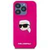 Karl Lagerfeld KLHMP15XSKHPPLF iPhone 15 Pro Max 6,7 pulgadas Funda, carcasa rígida, Fucsia, silicona, con print cabeza Karl, MagSafe