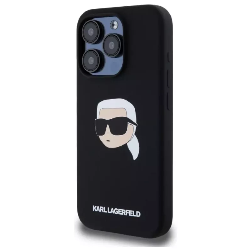 Karl Lagerfeld KLHMP15LSKHPPLK iPhone 15 Pro 6.1 Negro Funda rígida silicona print cabeza Karl MagSafe