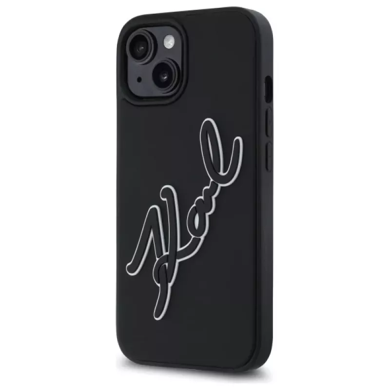 Karl Lagerfeld KLHCP15S3DRKSDLK iPhone 15 6,1 pulgadas Negro Funda rígida 3D Rubber Signature