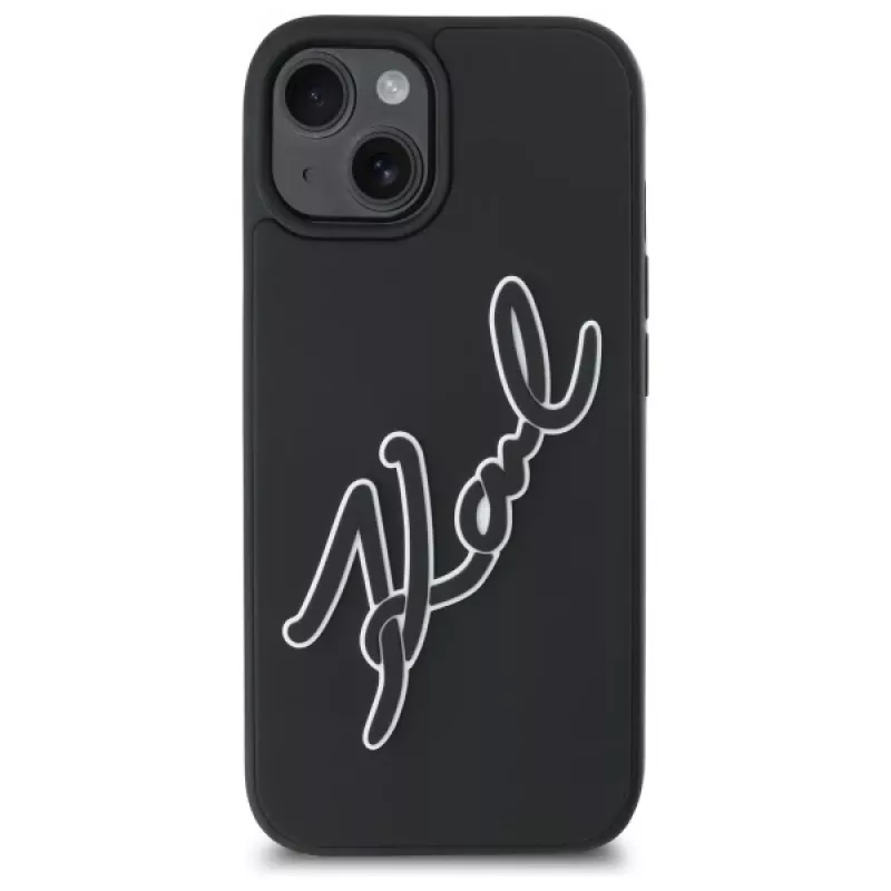 Karl Lagerfeld KLHCP15S3DRKSDLK iPhone 15 6,1 pulgadas Negro Funda rígida 3D Rubber Signature