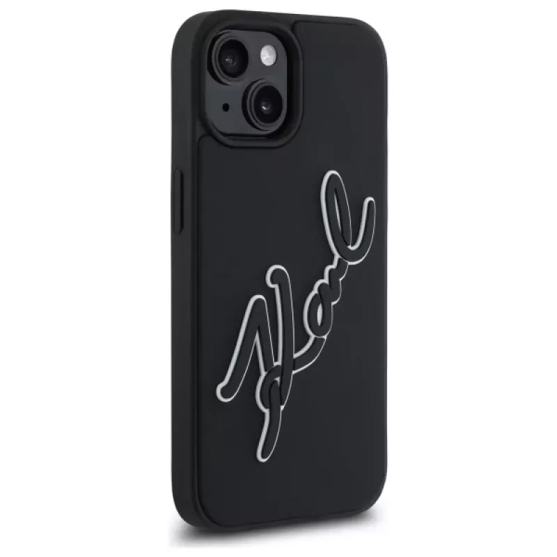 Karl Lagerfeld KLHCP15S3DRKSDLK iPhone 15 6,1 pulgadas Negro Funda rígida 3D Rubber Signature
