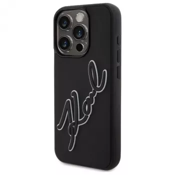 Karl Lagerfeld KLHCP15L3DRKSDLK iPhone 15 Pro 6.1 Negro Funda rígida 3D Rubber Signature