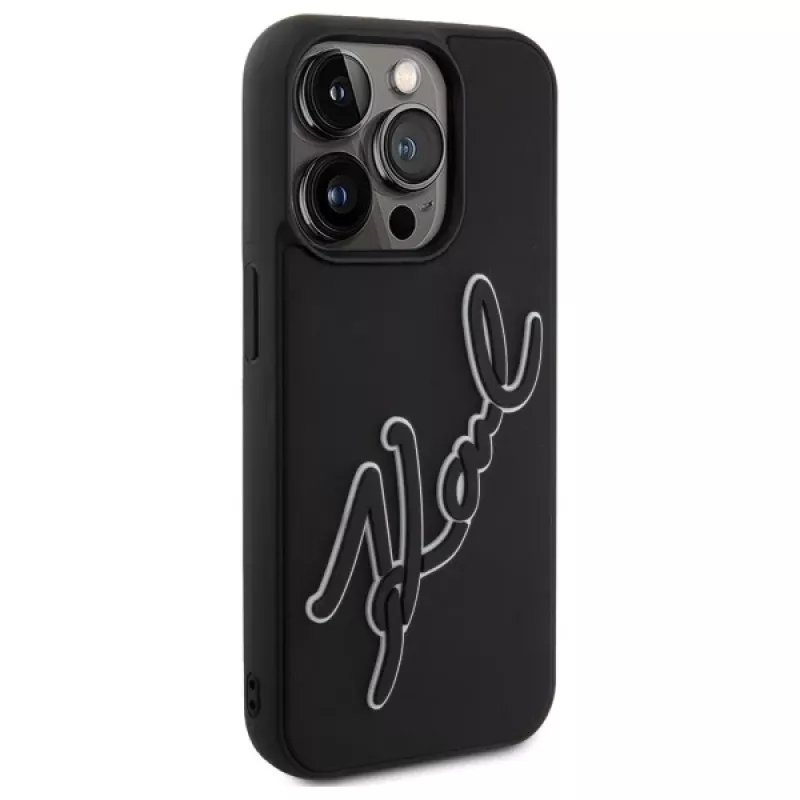 Karl Lagerfeld KLHCP15L3DRKSDLK iPhone 15 Pro 6.1 Negro Funda rígida 3D Rubber Signature