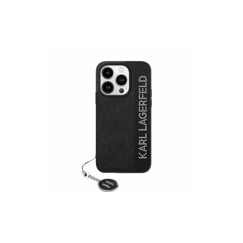 Karl Lagerfeld KLHCP15LPSAKDGCK iPhone 15 Pro 6.1 Negro Funda rígida Saffiano Rhinestones & Charm