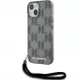 Karl Lagerfeld KLHCP15SHKDPNSK iPhone 15 / 14 / 13 6.1 Negro Funda rígida IML Mono KL Pattern & Cord