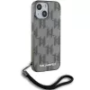 Karl Lagerfeld KLHCP15SHKDPNSK iPhone 15 / 14 / 13 6.1 Negro Funda rígida IML Mono KL Pattern & Cord