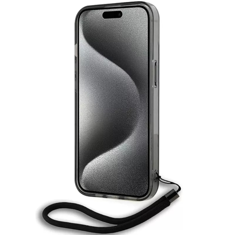 Karl Lagerfeld KLHCP15SHKDPNSK iPhone 15 / 14 / 13 6.1 Negro Funda rígida IML Mono KL Pattern & Cord