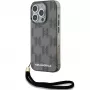 Karl Lagerfeld KLHCP15LHKDPNSK Funda rígida para iPhone 15 Pro 6,1 pulgadas, Negro, IML Mono KL Pattern & Cordón