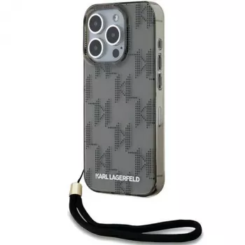 Karl Lagerfeld KLHCP15XHKDPNSK iPhone 15 Pro Max 6.7 Negro Funda rígida IML Mono KL Pattern & Cord