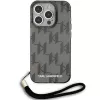 Karl Lagerfeld KLHCP15XHKDPNSK iPhone 15 Pro Max 6.7 Negro Funda rígida IML Mono KL Pattern & Cord