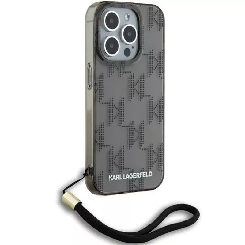 Karl Lagerfeld KLHCP15XHKDPNSK iPhone 15 Pro Max 6.7 Negro Funda rígida IML Mono KL Pattern & Cord