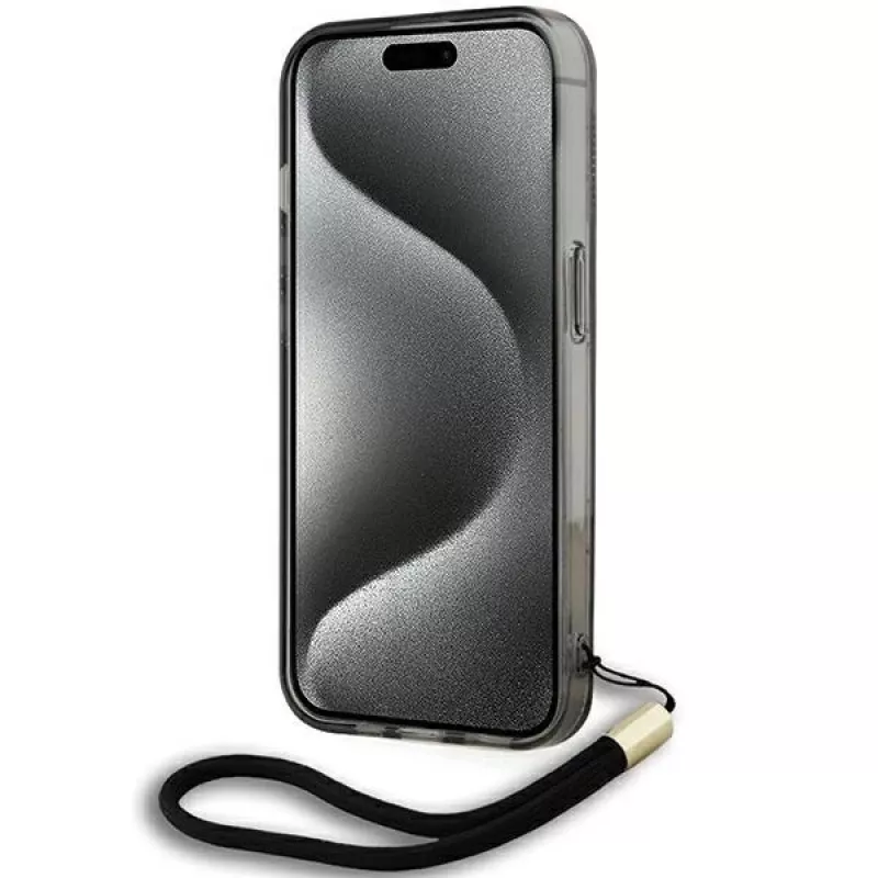 Karl Lagerfeld KLHCP15XHKDPNSK iPhone 15 Pro Max 6.7 Negro Funda rígida IML Mono KL Pattern & Cord