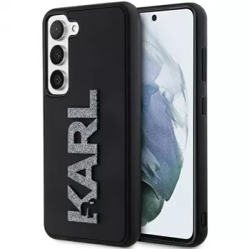 Karl Lagerfeld KLHCS24S3DMBKCK Funda rígida para Samsung Galaxy S24, Negro, 3D Rubber Glitter Logo