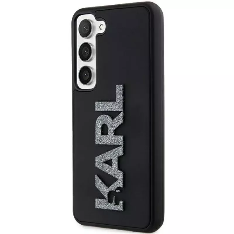 Karl Lagerfeld KLHCS24S3DMBKCK Funda rígida para Samsung Galaxy S24, Negro, 3D Rubber Glitter Logo