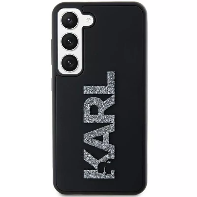 Karl Lagerfeld KLHCS24S3DMBKCK Funda rígida para Samsung Galaxy S24, Negro, 3D Rubber Glitter Logo