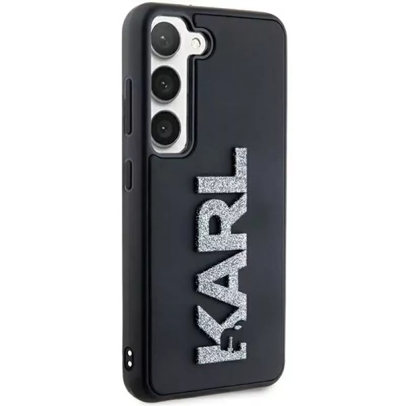 Karl Lagerfeld KLHCS24S3DMBKCK Funda rígida para Samsung Galaxy S24, Negro, 3D Rubber Glitter Logo