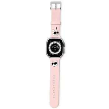 Karl Lagerfeld 3D Rubber Karl & Choupette Heads Correa para Apple Watch 42/44/45/49mm Rosa