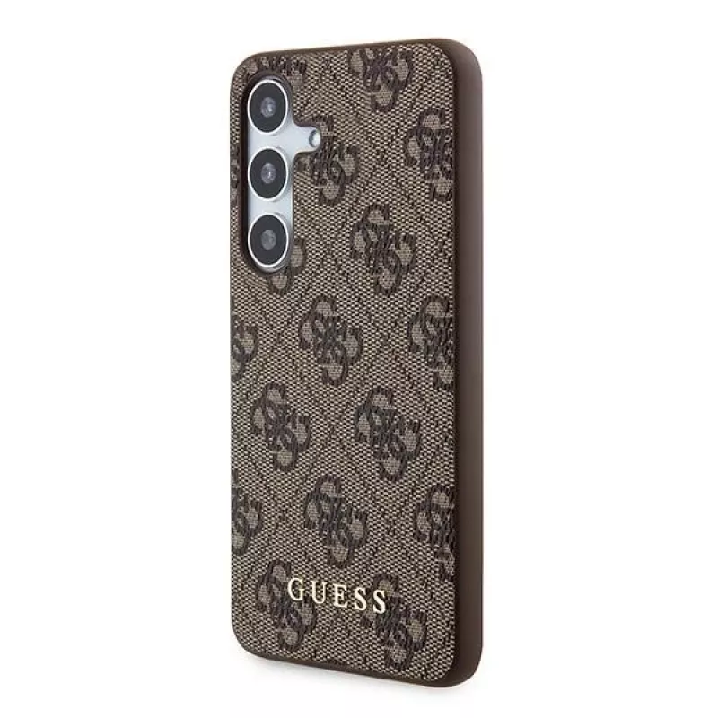 Guess GUOHCSA35G4GFBR A35 Funda rígida 4G Metal Gold Logo para Samsung Galaxy A35 - Marrón