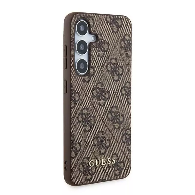 Guess GUOHCSA35G4GFBR A35 Funda rígida 4G Metal Gold Logo para Samsung Galaxy A35 - Marrón