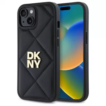 DKNY DKHCP14SPQDSLK Quilted Stack Logo Funda trasera para Apple iPhone 14 6,1 pulgadas Negro