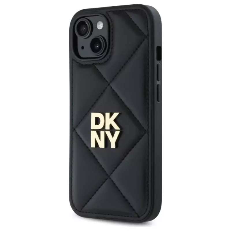 DKNY DKHCP14SPQDSLK Quilted Stack Logo Funda trasera para Apple iPhone 14 6,1 pulgadas Negro