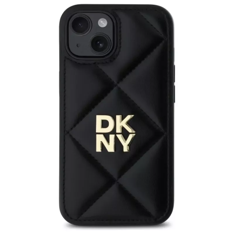 DKNY DKHCP14SPQDSLK Quilted Stack Logo Funda trasera para Apple iPhone 14 6,1 pulgadas Negro