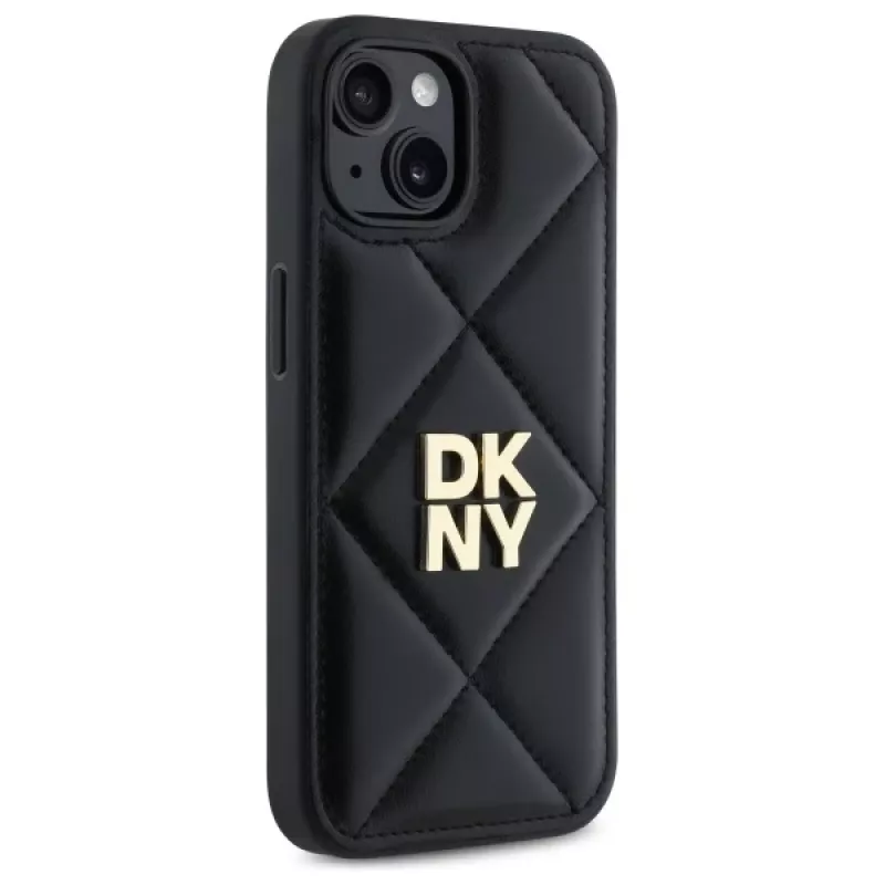 DKNY DKHCP14SPQDSLK Quilted Stack Logo Funda trasera para Apple iPhone 14 6,1 pulgadas Negro