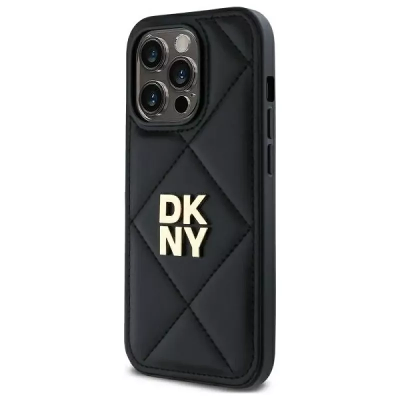 DKNY DKHCP14LPQDSLK Quilted Stack Logo Funda trasera para Apple iPhone 14 Pro 6,1 pulgadas Negro
