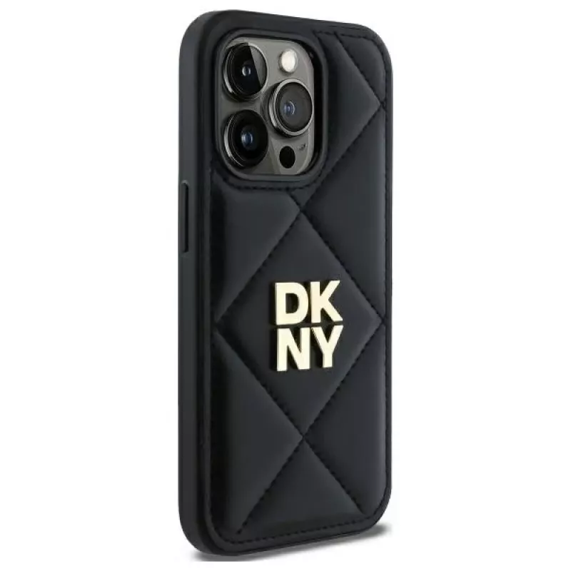 DKNY DKHCP14XPQDSLK Quilted Stack Logo Funda trasera para iPhone 14 Pro Max 6,7 pulgadas Negro