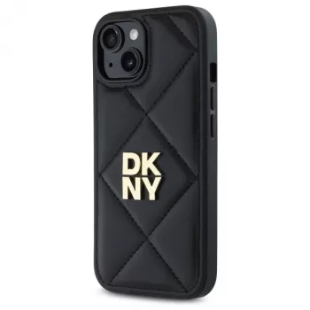 DKNY DKHCP15SPQDSLK Quilted Stack Logo Funda trasera para Apple iPhone 15 6,1 pulgadas Negro