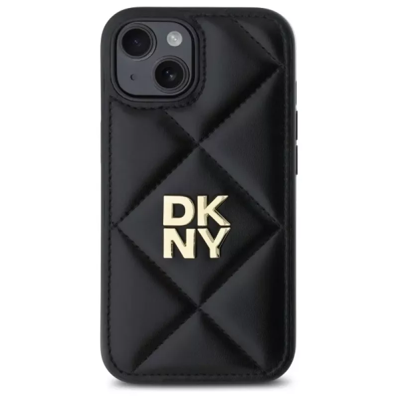 DKNY DKHCP15SPQDSLK Quilted Stack Logo Funda trasera para Apple iPhone 15 6,1 pulgadas Negro