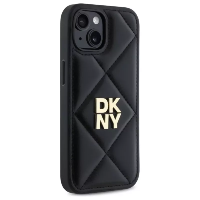 DKNY DKHCP15SPQDSLK Quilted Stack Logo Funda trasera para Apple iPhone 15 6,1 pulgadas Negro