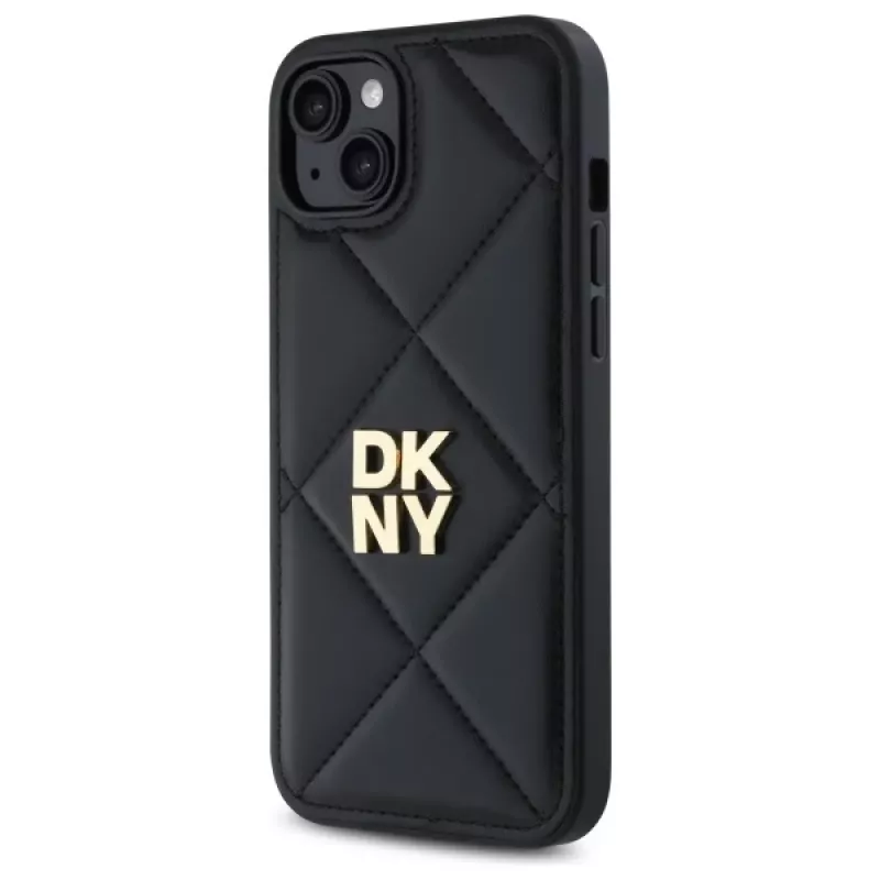 DKNY DKHCP15MPQDSLK Quilted Stack Logo Funda para iPhone 15 Plus 6,7 pulgadas Negro