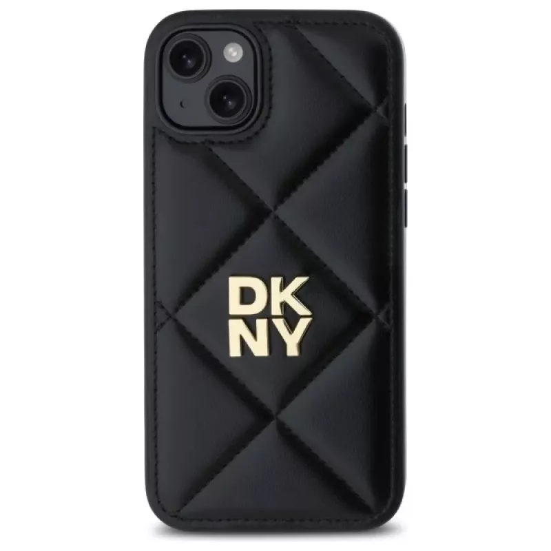 DKNY DKHCP15MPQDSLK Quilted Stack Logo Funda para iPhone 15 Plus 6,7 pulgadas Negro