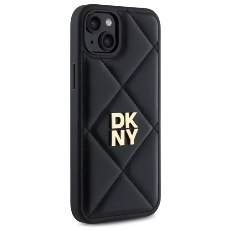 DKNY DKHCP15MPQDSLK Quilted Stack Logo Funda para iPhone 15 Plus 6,7 pulgadas Negro