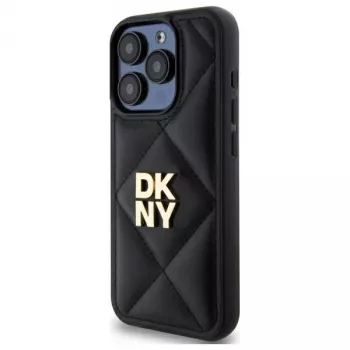 DKNY DKHCP15LPQDSLK Quilted Stack Logo Funda trasera para Apple iPhone 15 Pro 6.1 Negro
