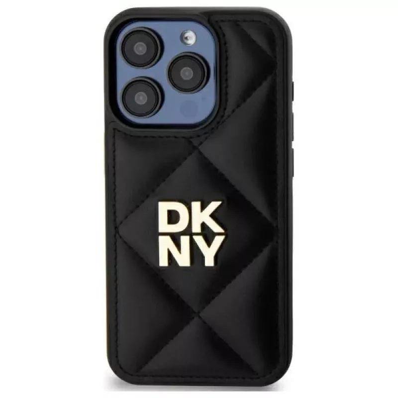 DKNY DKHCP15XPQDSLK Quilted Stack Logo Funda trasera para Apple iPhone 15 Pro Max 6,7 pulgadas Negro