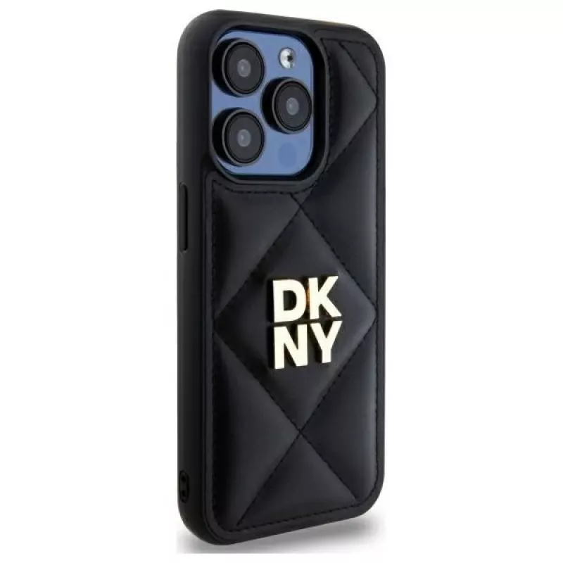 DKNY DKHCP15XPQDSLK Quilted Stack Logo Funda trasera para Apple iPhone 15 Pro Max 6,7 pulgadas Negro