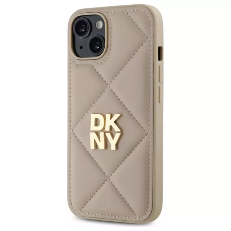 DKNY DKHCP14SPQDSLE Quilted Stack Logo Funda para Apple iPhone 14 6,1 pulgadas Beige