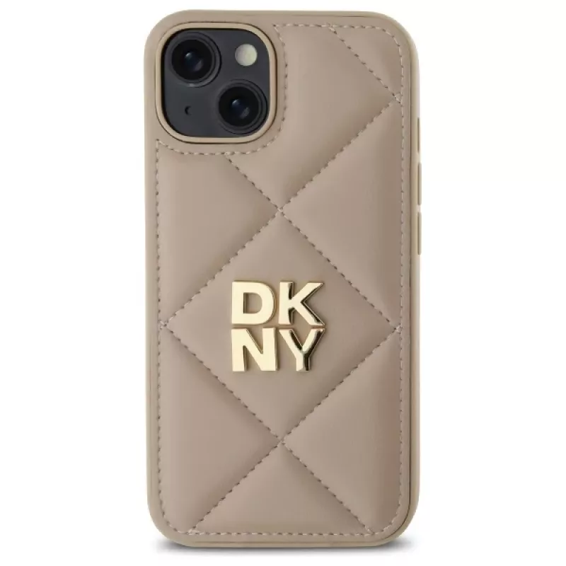 DKNY DKHCP14SPQDSLE Quilted Stack Logo Funda para Apple iPhone 14 6,1 pulgadas Beige