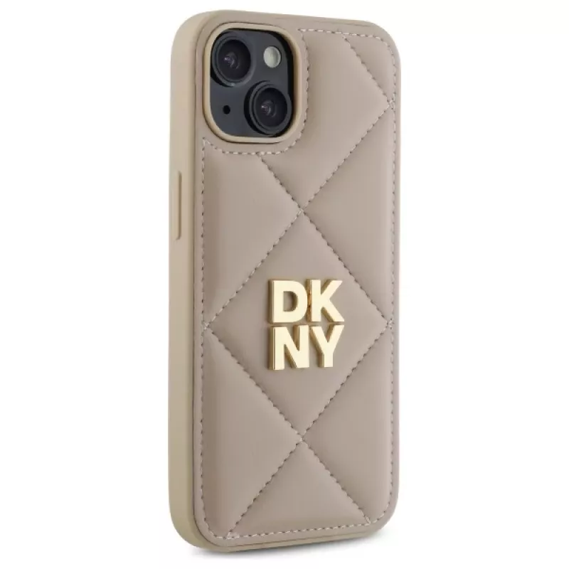 DKNY DKHCP14SPQDSLE Quilted Stack Logo Funda para Apple iPhone 14 6,1 pulgadas Beige