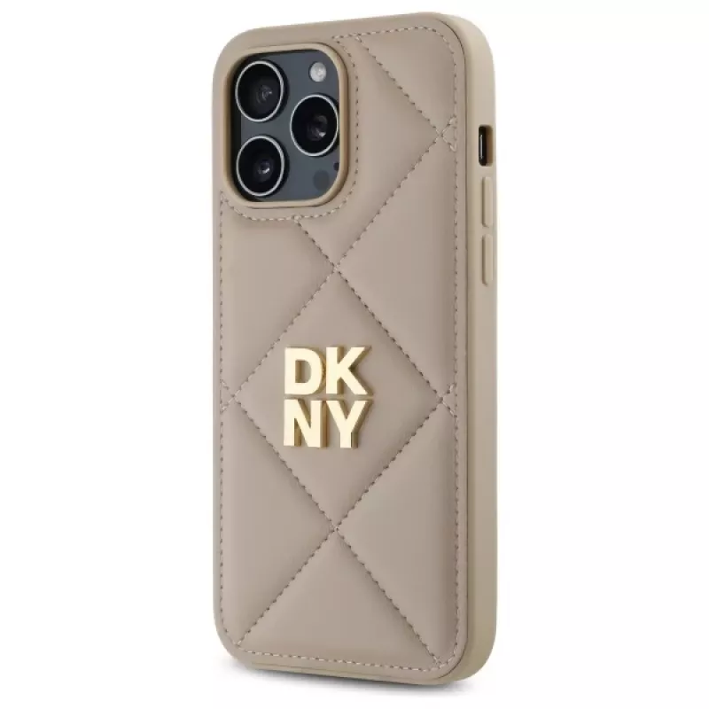 DKNY DKHCP14XPQDSLE Quilted Stack Logo Funda para iPhone 14 Pro Max 6,7 pulgadas - Beige