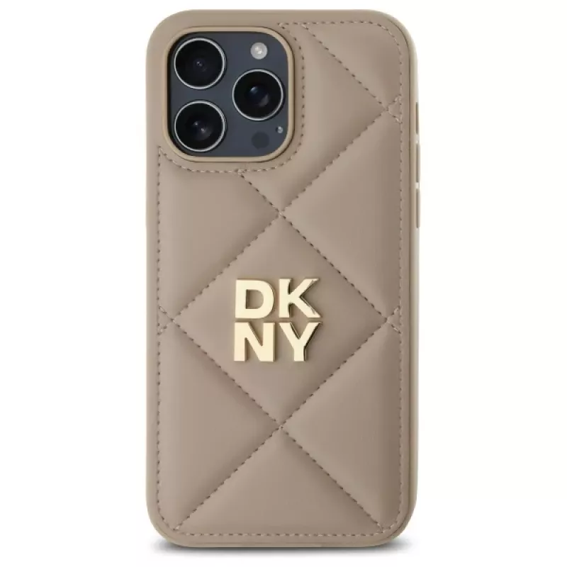 DKNY DKHCP14XPQDSLE Quilted Stack Logo Funda para iPhone 14 Pro Max 6,7 pulgadas - Beige
