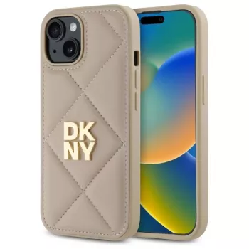 DKNY DKHCP15SPQDSLE Quilted Stack Logo Funda para iPhone 15 6,1 pulgadas Beige