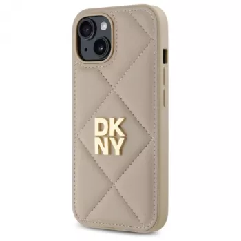 DKNY DKHCP15SPQDSLE Quilted Stack Logo Funda para iPhone 15 6,1 pulgadas Beige