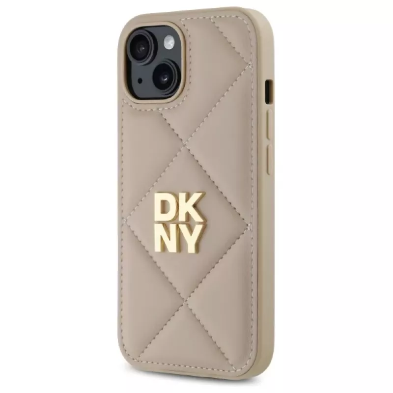 DKNY DKHCP15SPQDSLE Quilted Stack Logo Funda para iPhone 15 6,1 pulgadas Beige