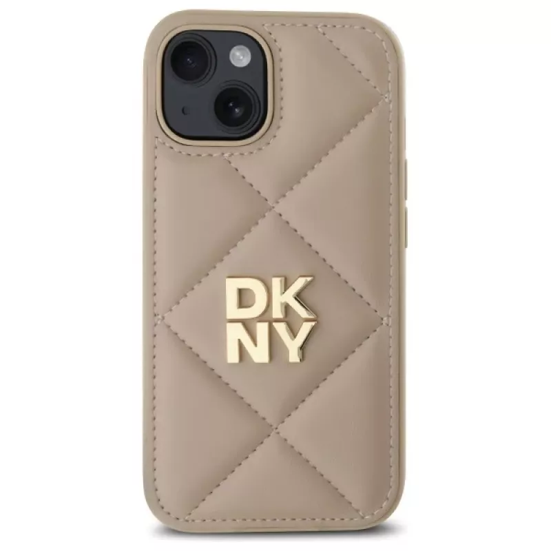 DKNY DKHCP15SPQDSLE Quilted Stack Logo Funda para iPhone 15 6,1 pulgadas Beige